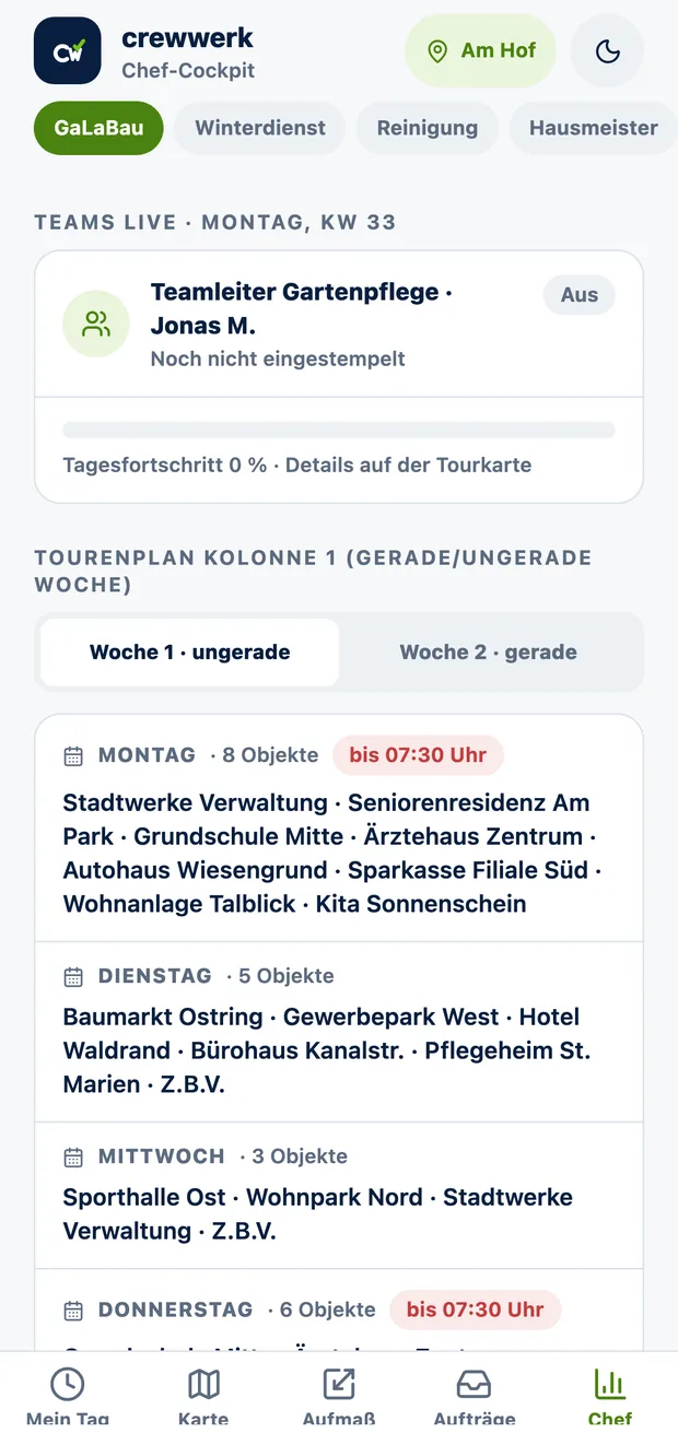 CrewWerk App, Ansicht Ihre Ansicht