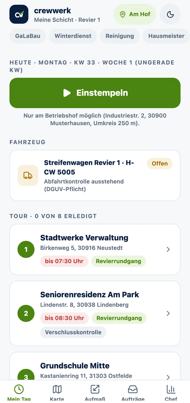 CrewWerk App für Sicherheitsdienst